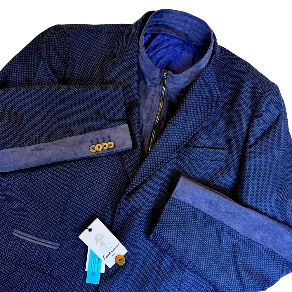 Robert Graham Sport Coat Mens 52 Navy Wool Uptown XV Tailored Fit Blazer $898